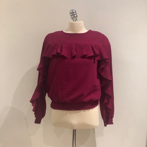 Frill Blouse with Cinched Waist - Picture 1 of 3